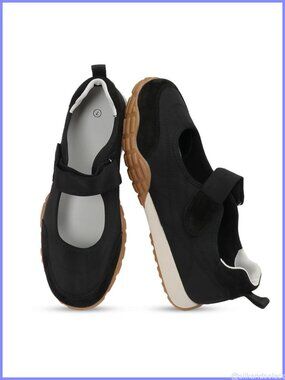 Wide Toe Mary Jane Sneakers Ballet Flats Hook Loop Strap Women
